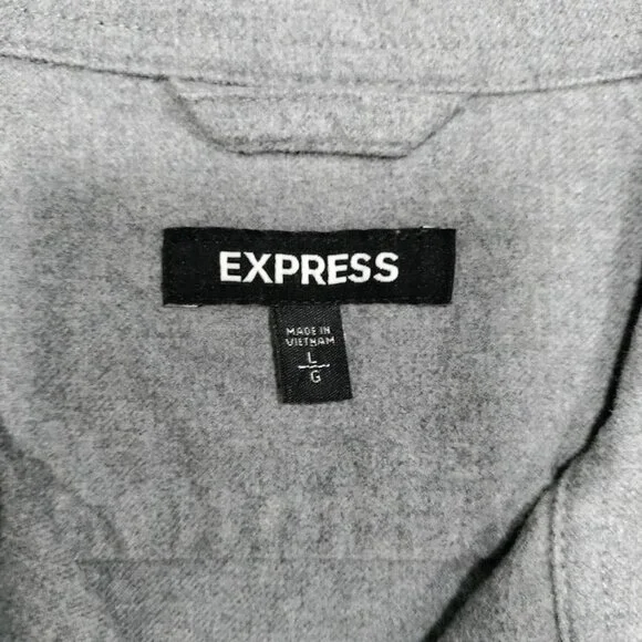 Express 100% Cotton Long Sleeve Full Zip Chore Coat Jacket Gray Men's Size Large - Picture 4 of 12